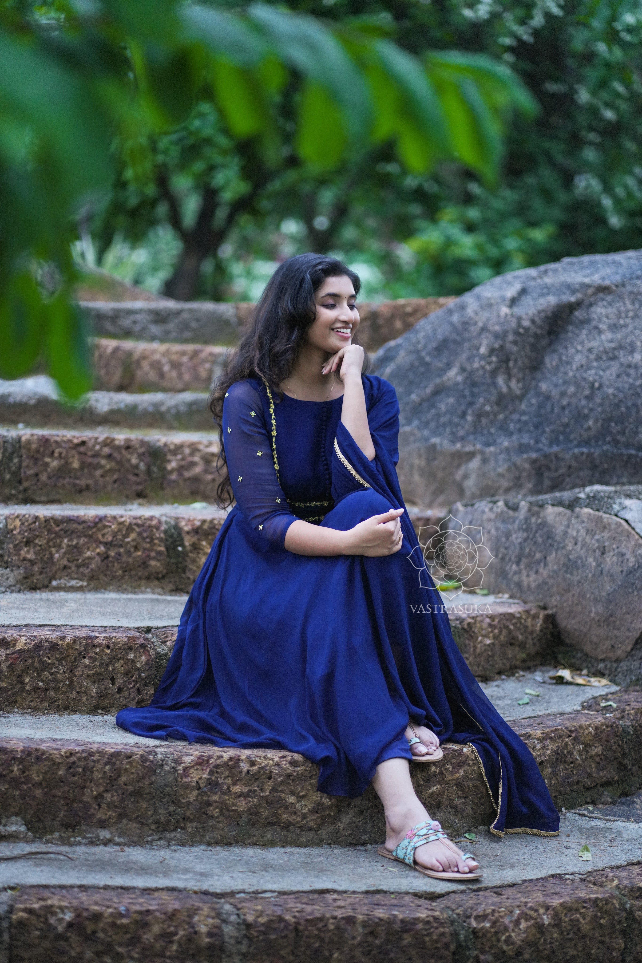 Dark navy blue Anarkali dress