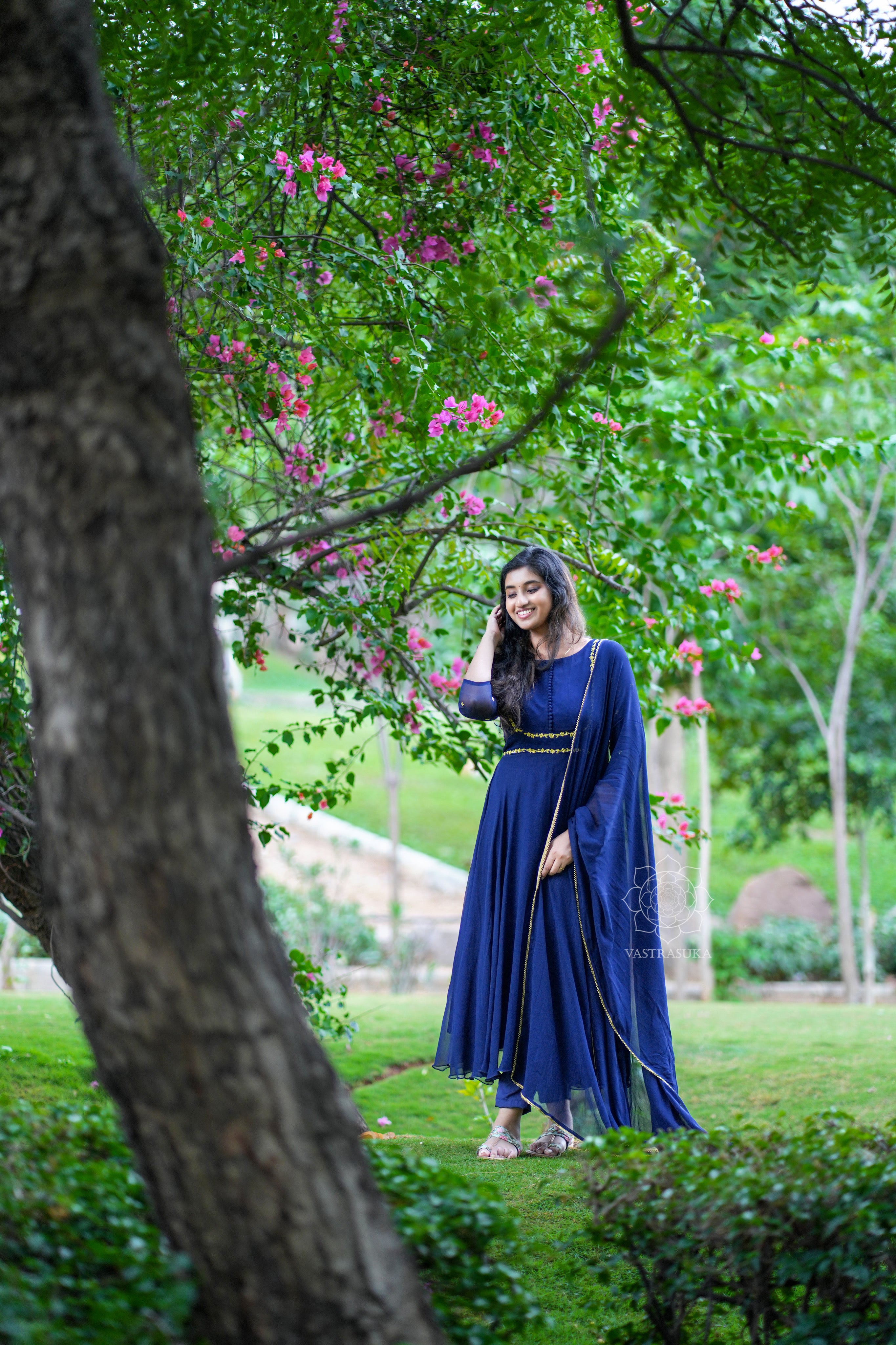 Dark navy blue Anarkali dress Vastrasuka Dark navy blue Anarkali dress Vastrasuka