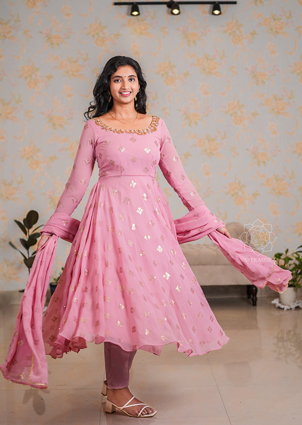 Baby Pink Georgette Anarkali Set