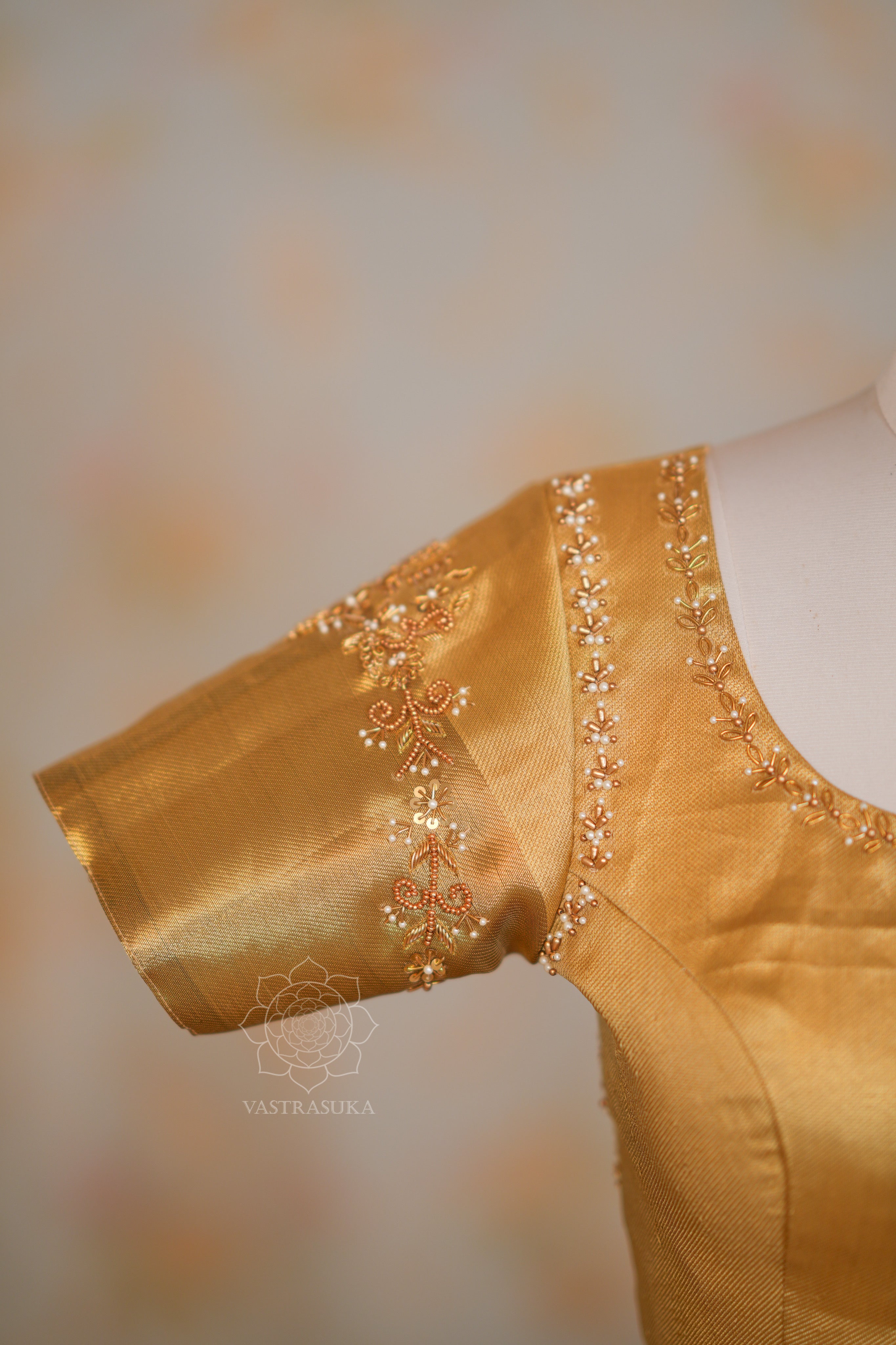 Golden Zari Weaved Banarasi Tissue Half Saree