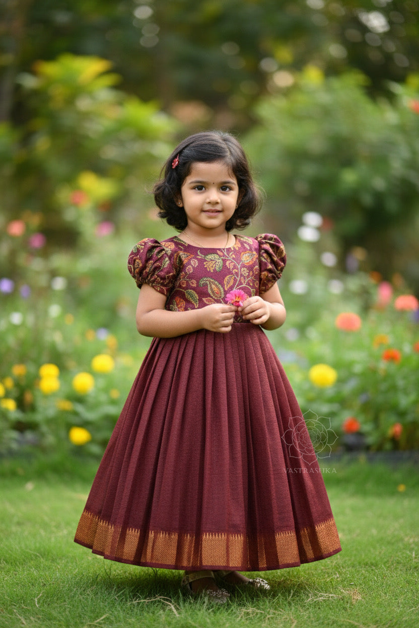 Wine soft silk baby dress