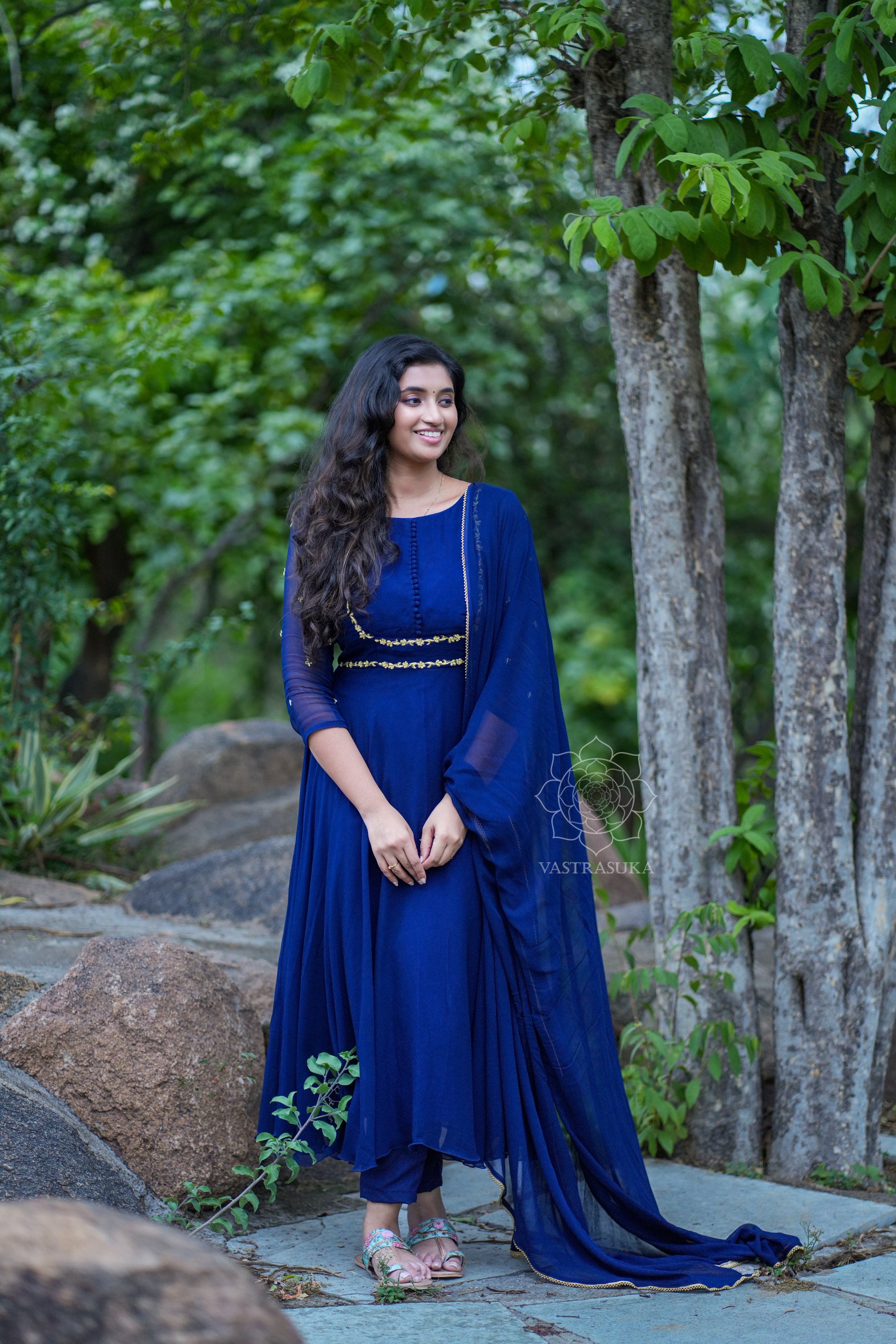 Dark navy blue Anarkali dress