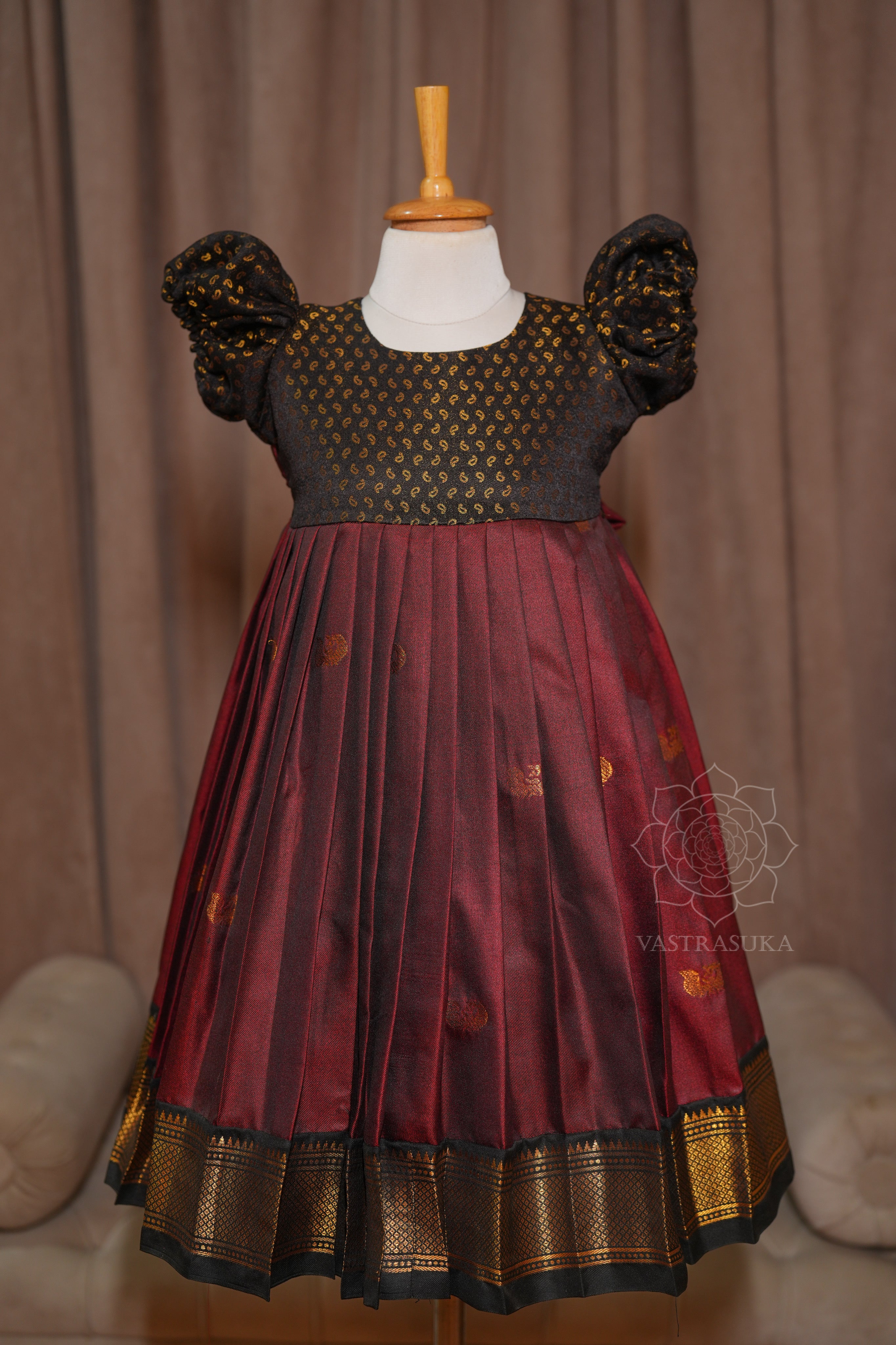 Wine soft silk baby dress