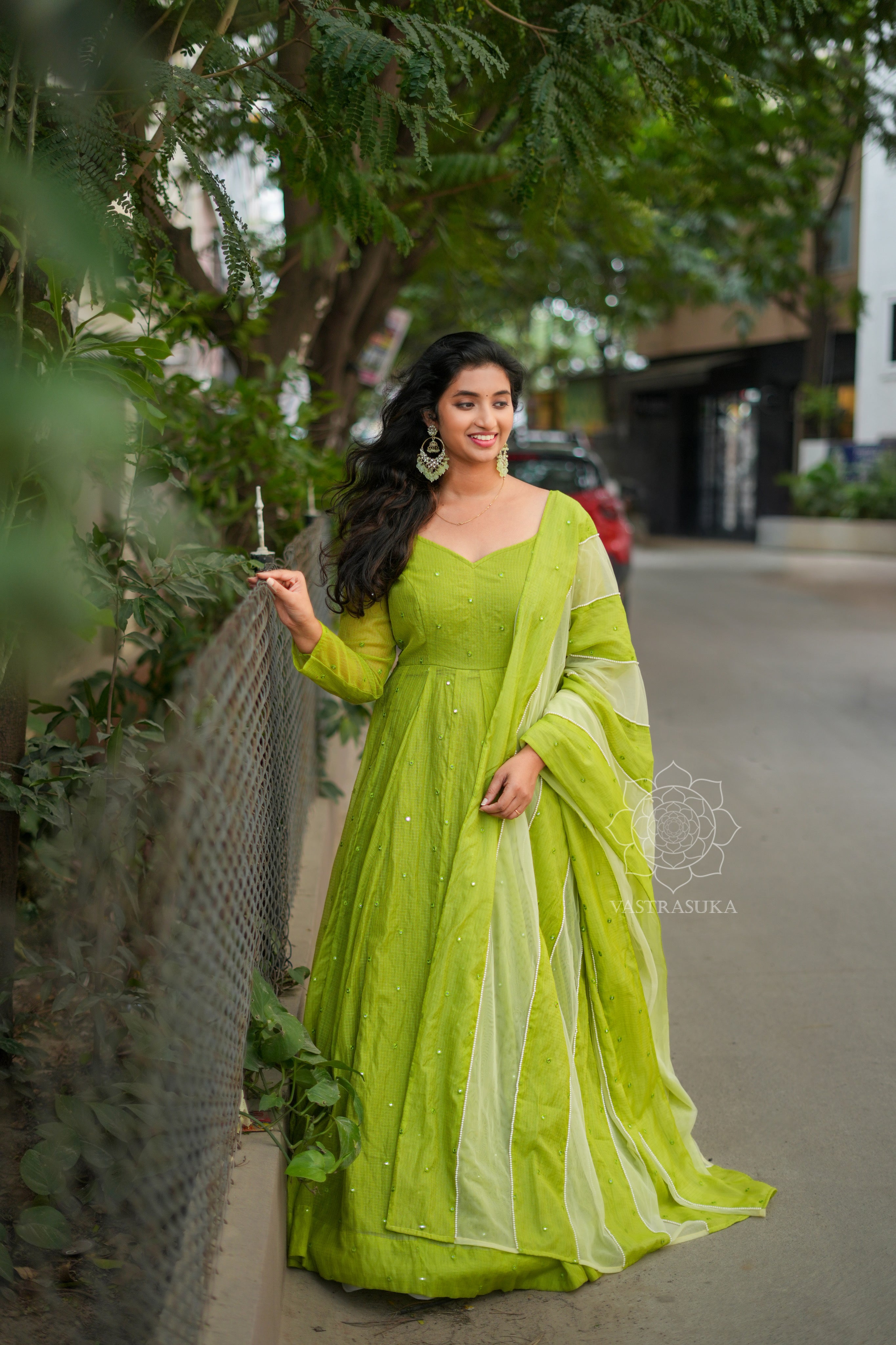 Olive Kota checks long dress