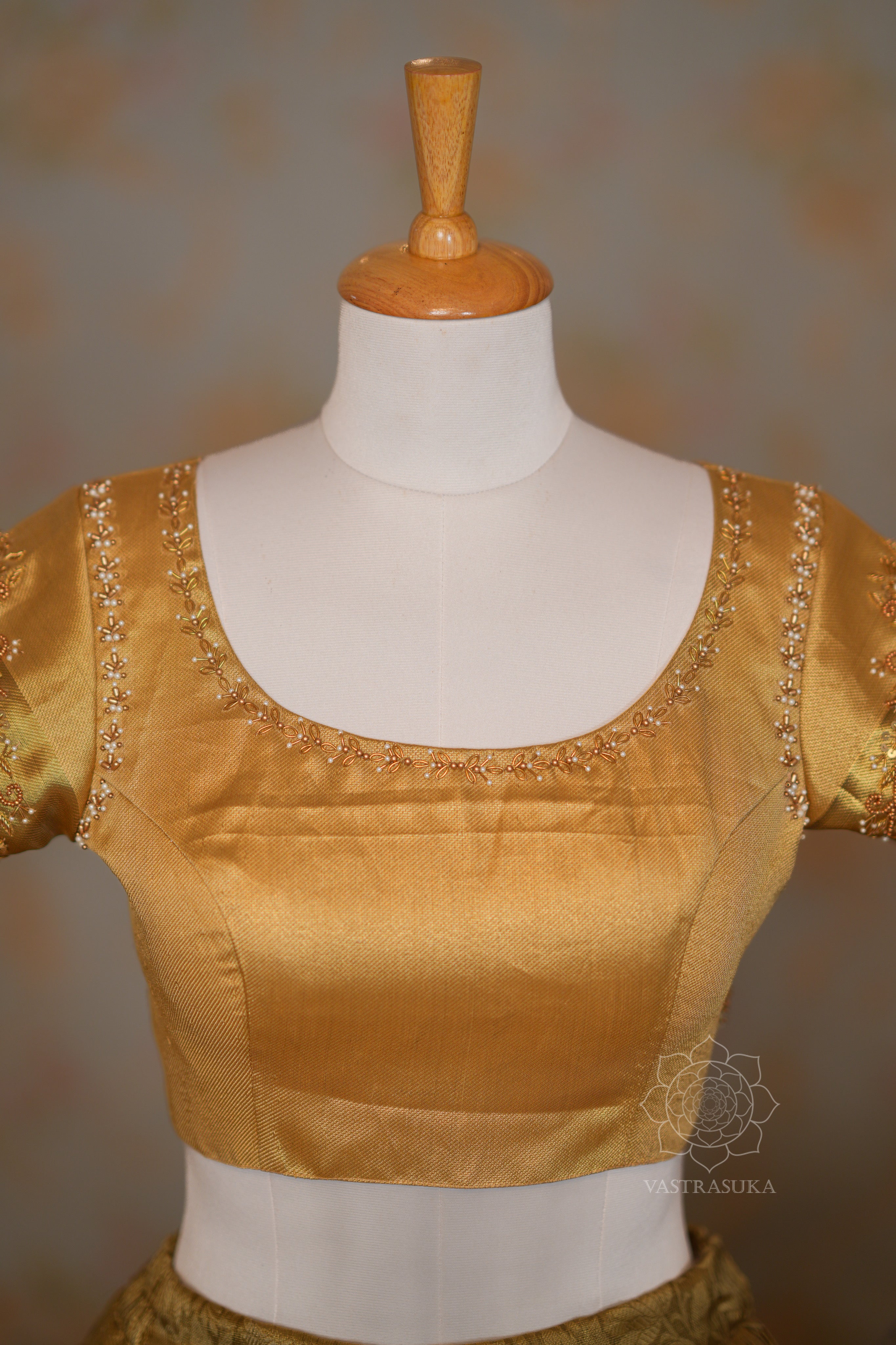 Golden Zari Weaved Banarasi Tissue Half Saree