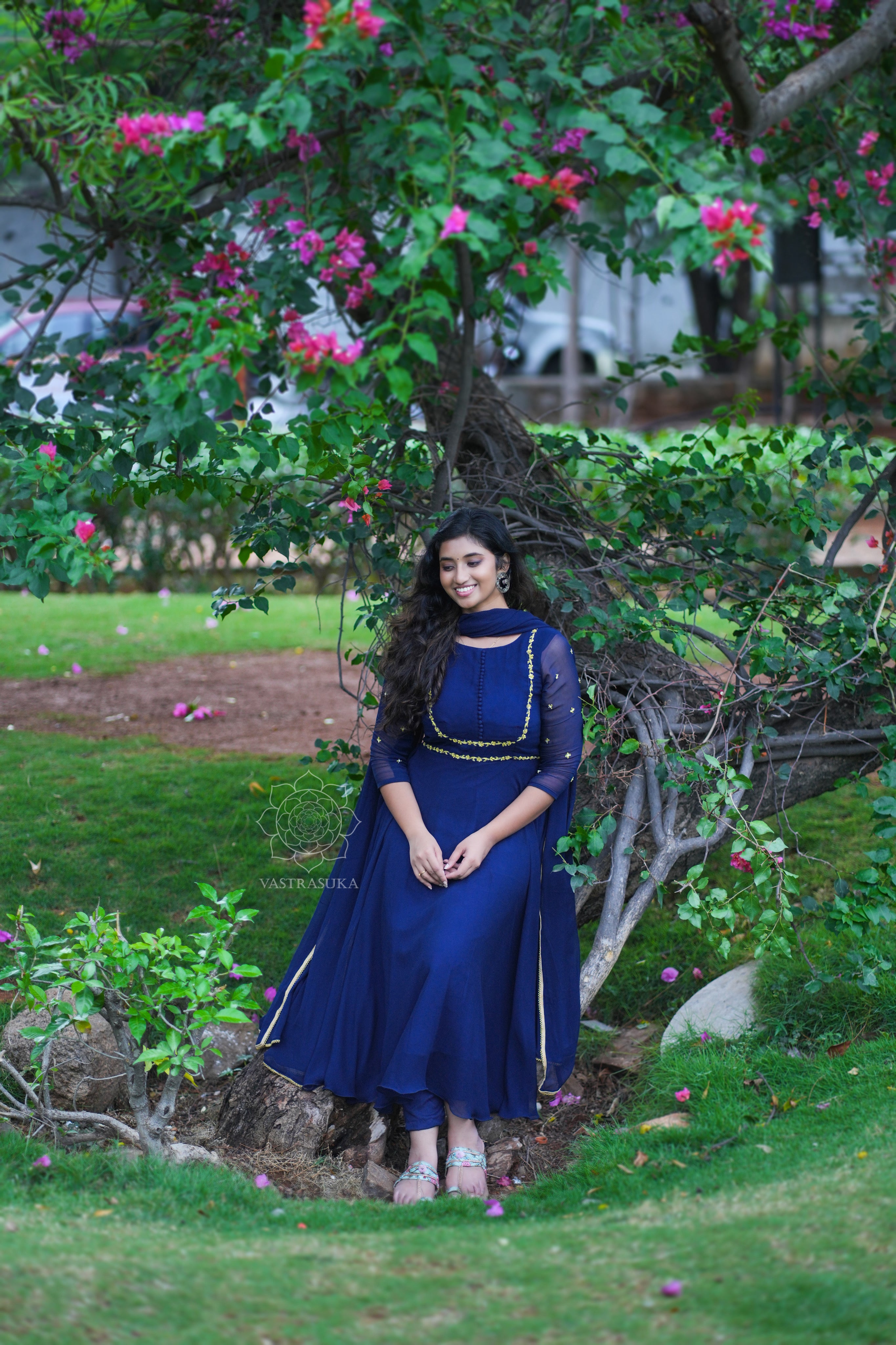 Dark navy blue Anarkali dress