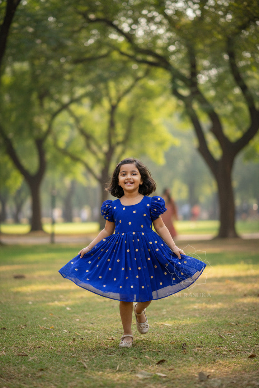Royal Blue georgette kids dress