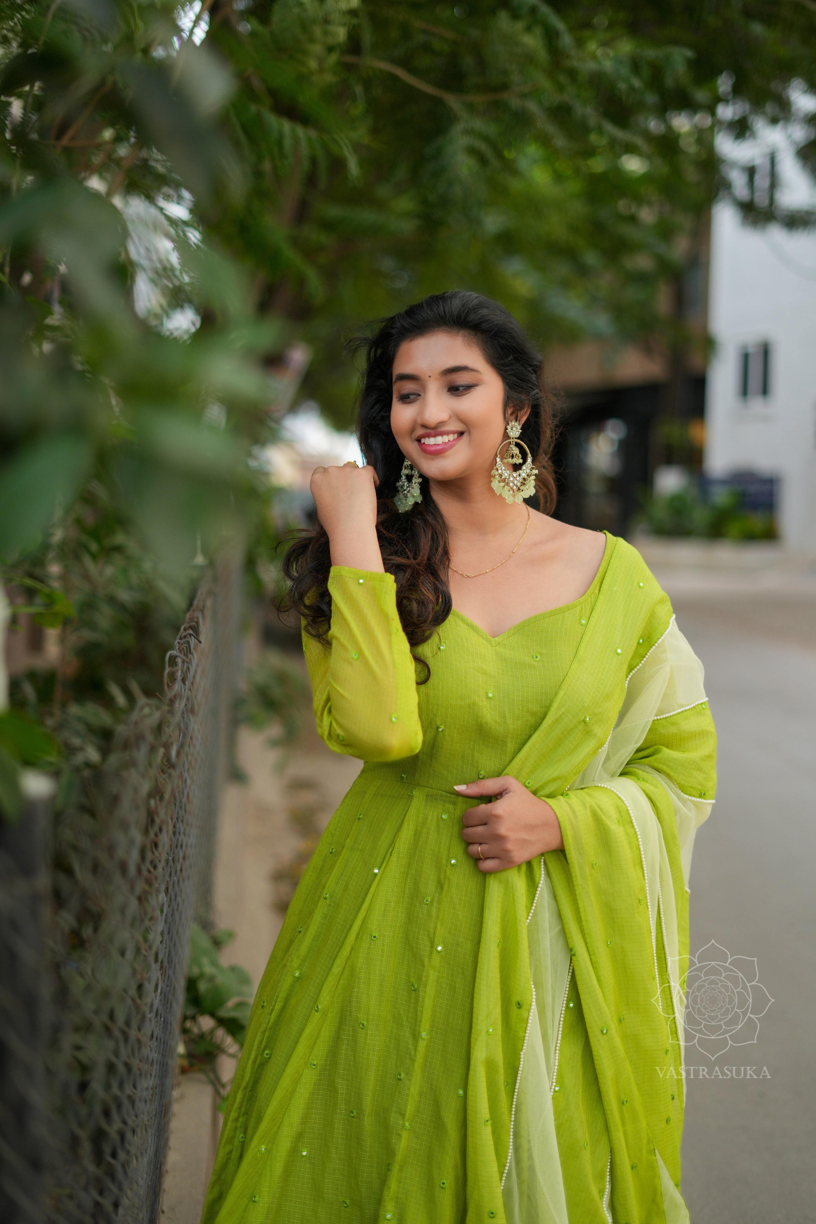 Olive Kota checks long dress