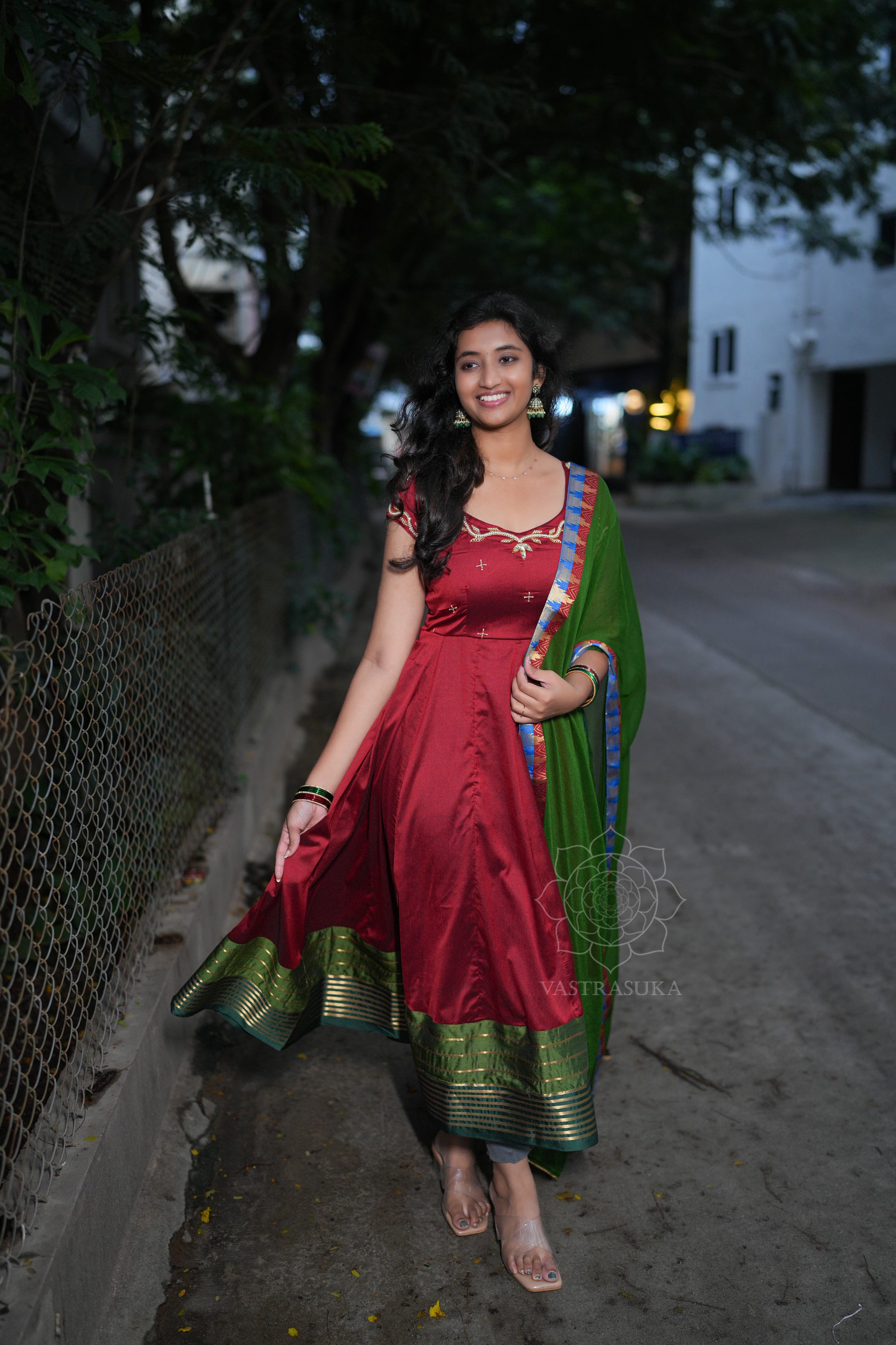 Burgundy red soft silk