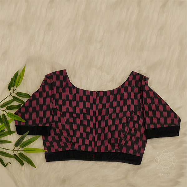 Black and Pink Ikat Blouse