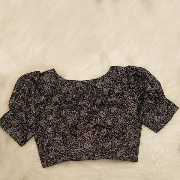 Black Floral Abstract Cotton Blouse