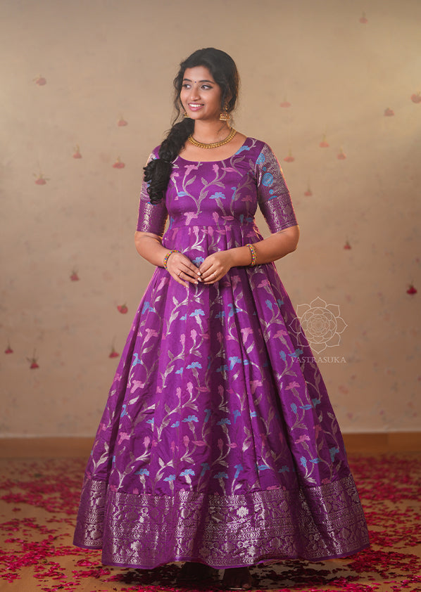 Purple Banaras Long Dress