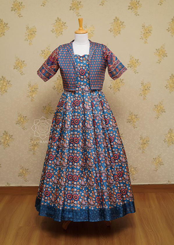 kalamkari silk dress Banarasi Silk Kalamkari pattu dress shakthistyles