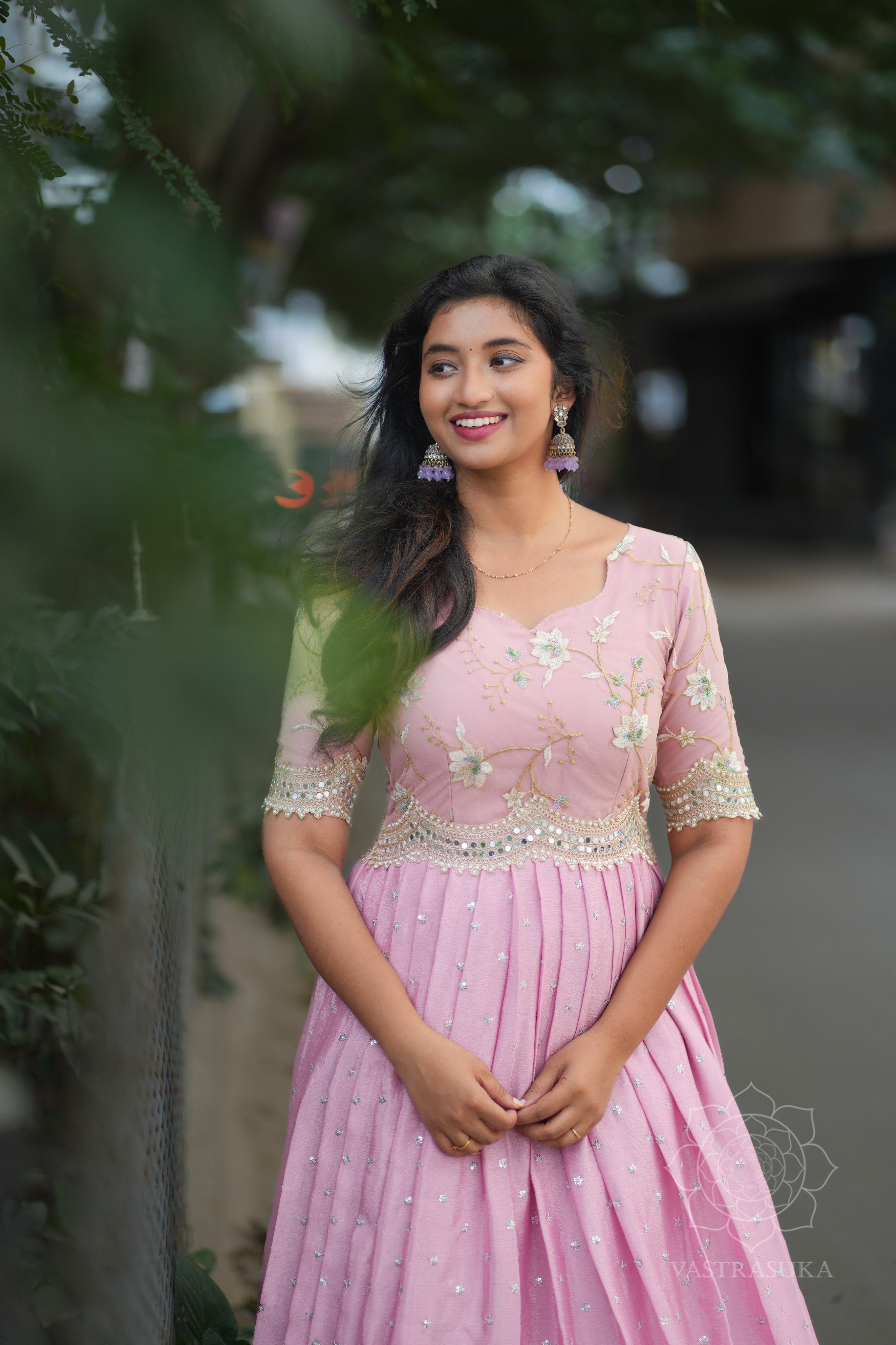 Peach pink pleated flora