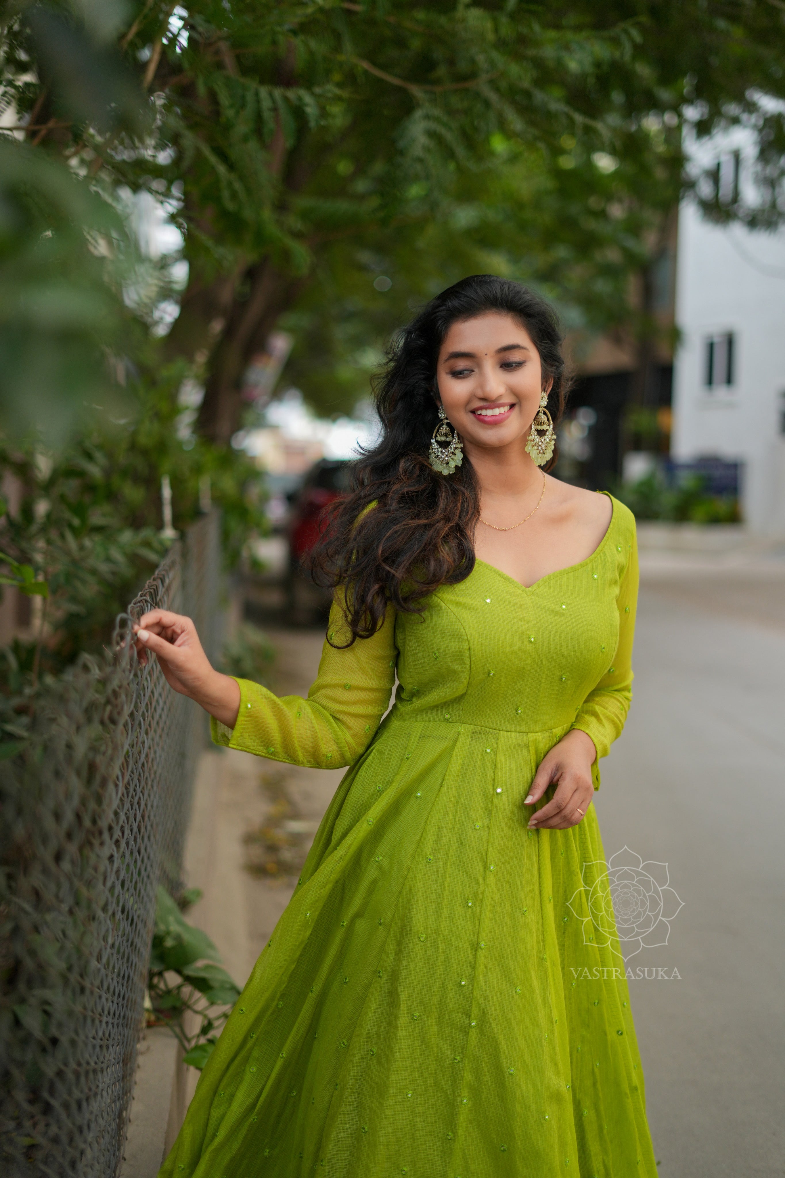 Olive Kota checks long dress