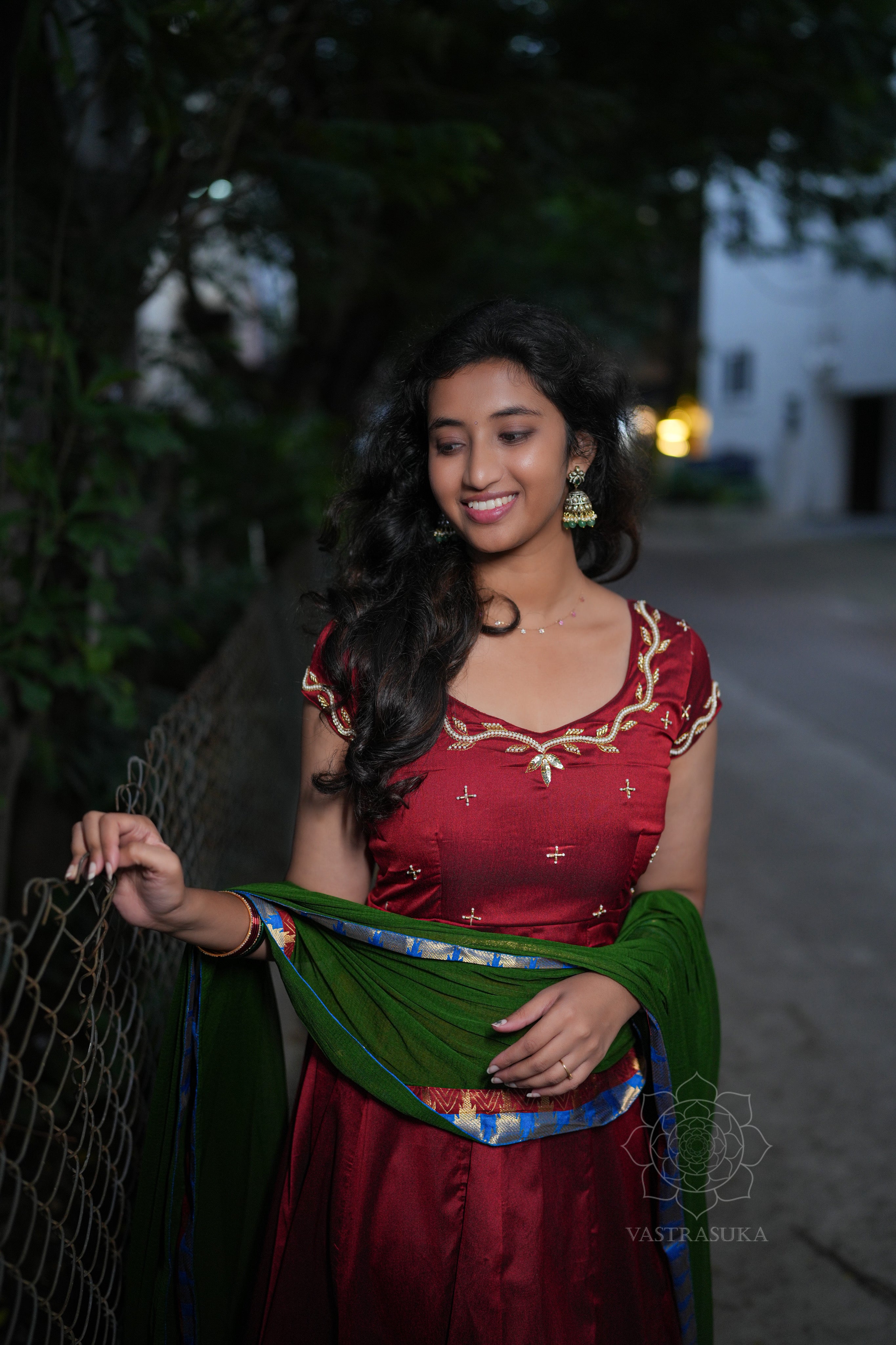Burgundy red soft silk