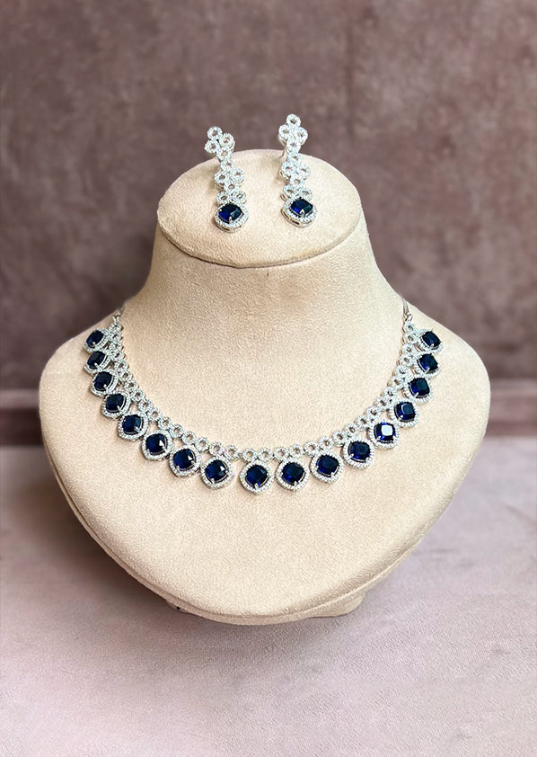 Ad blue cz necklace set
