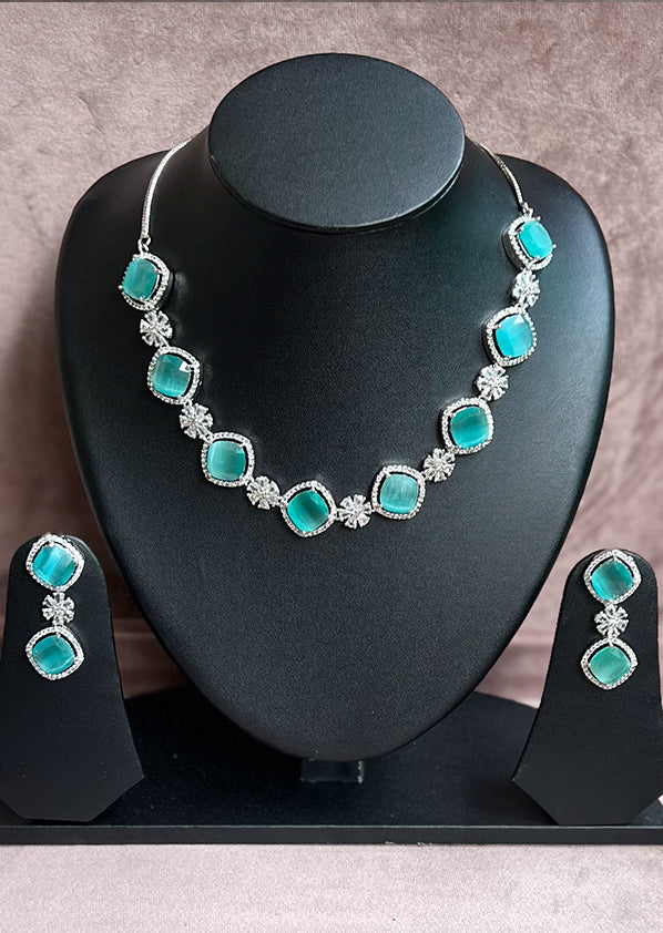 Buy Mrunal Designer Mint Green Bridal Polki Necklace Set By Gehna Shop