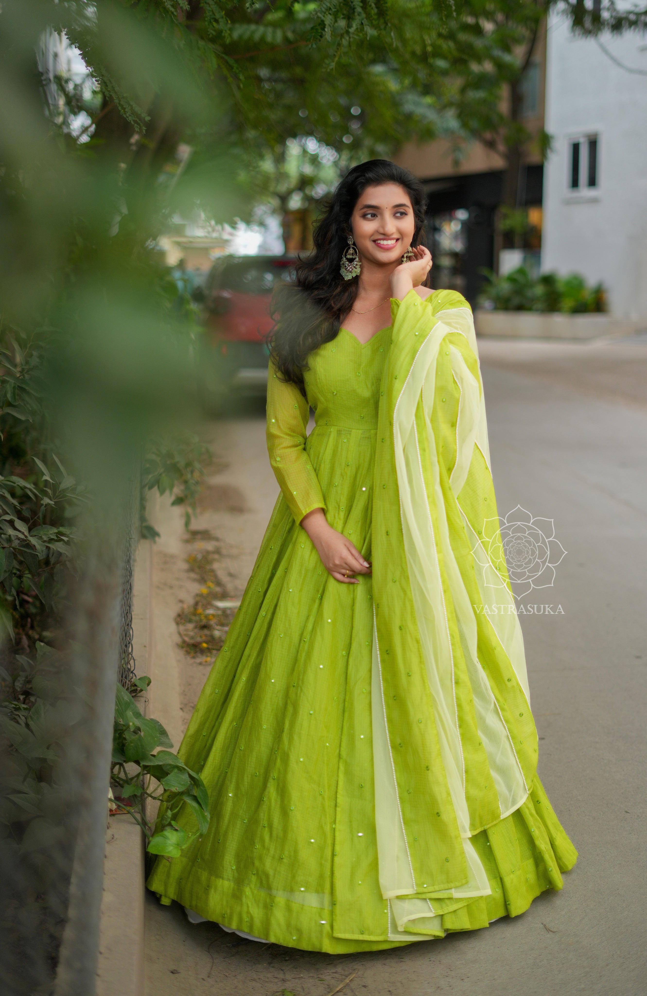 Olive Kota checks long dress