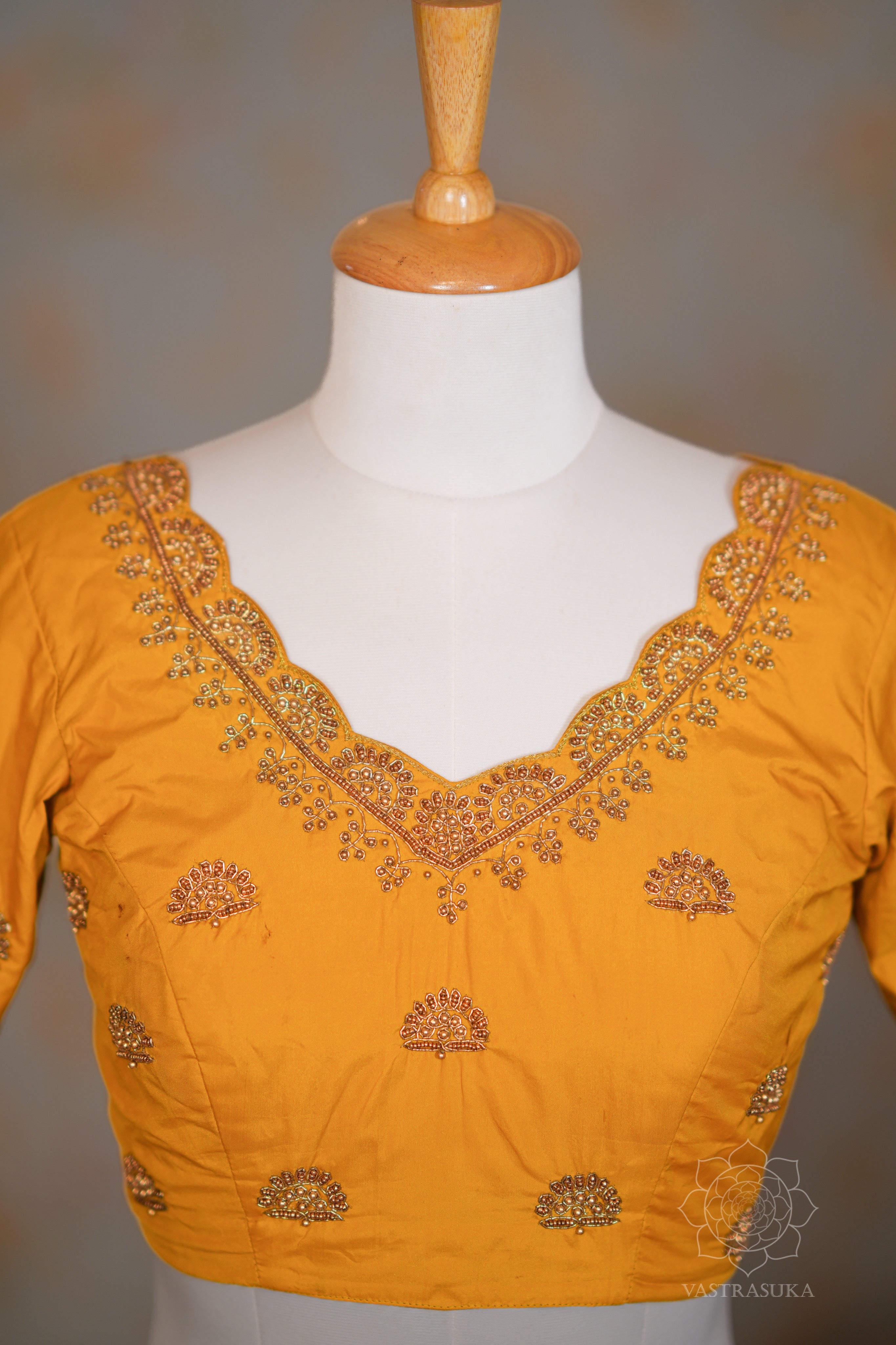 Orange Zari Weaved Half Saree