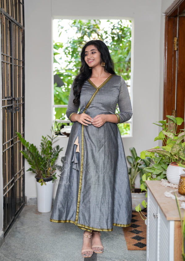 Ash wrap style Anarkali