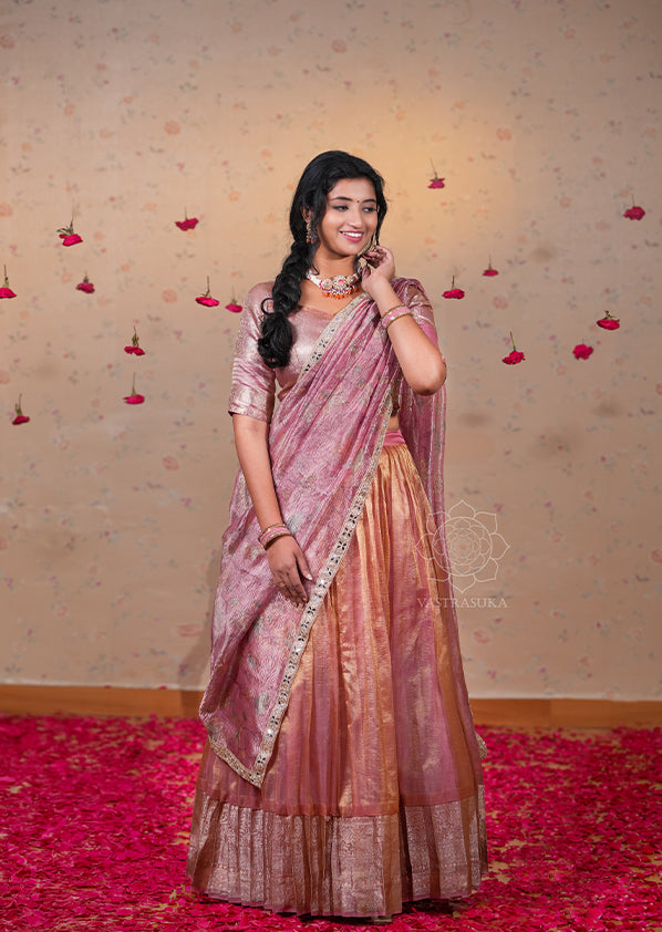 Pastel Tissue Metallic Half Saree