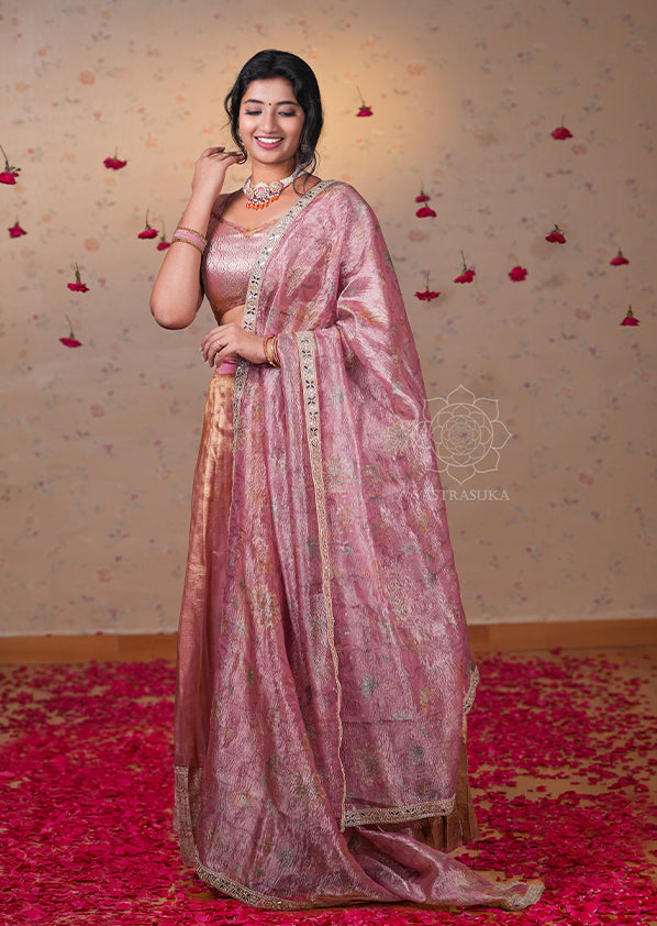 Pastel Tissue Metallic Half Saree