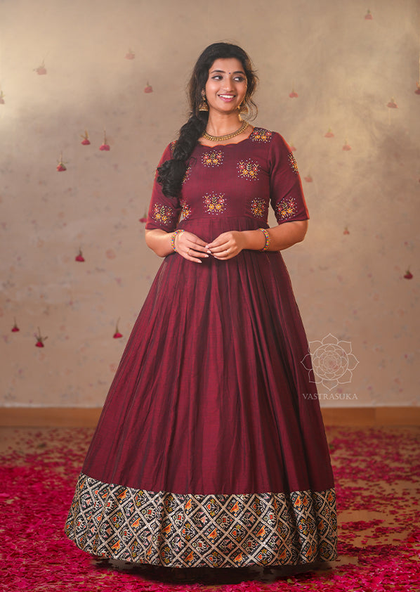 Burgundy Handloom Patola