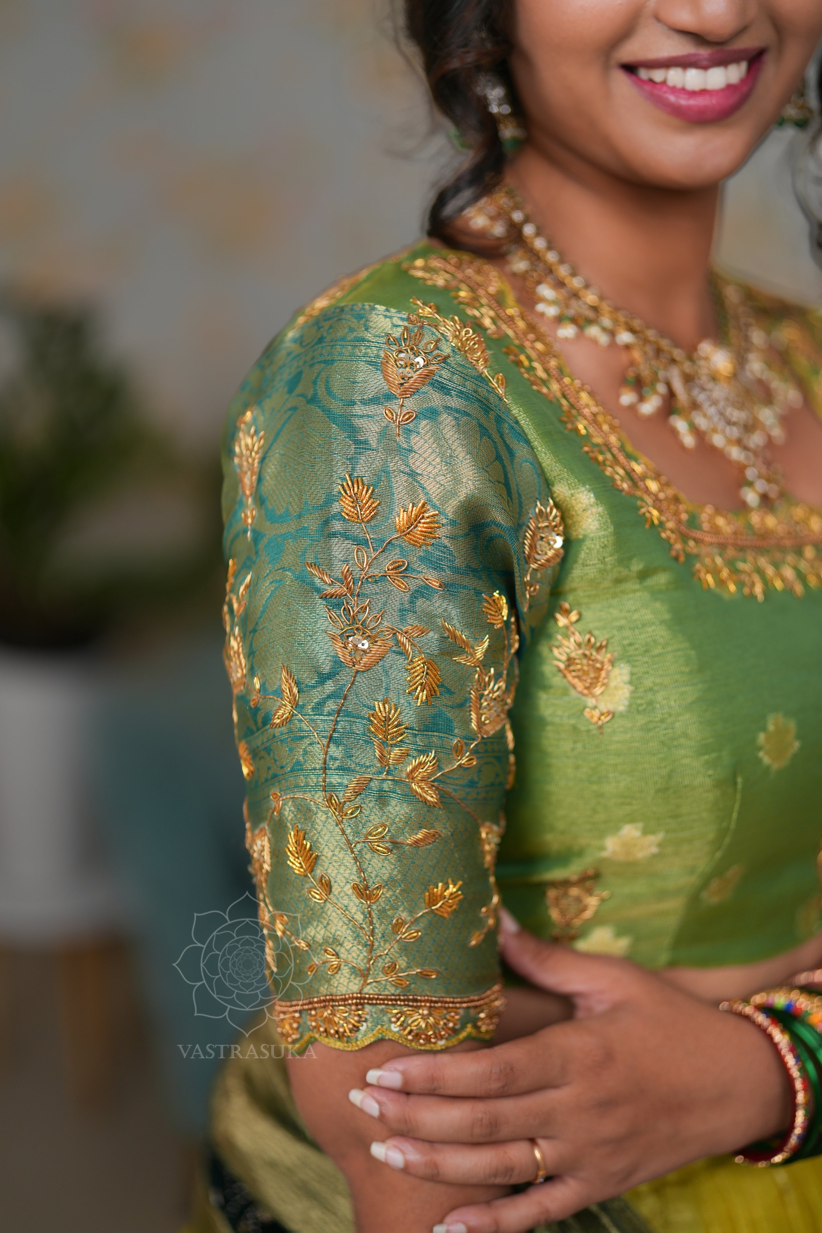 Mint yellow Kanchi half saree
