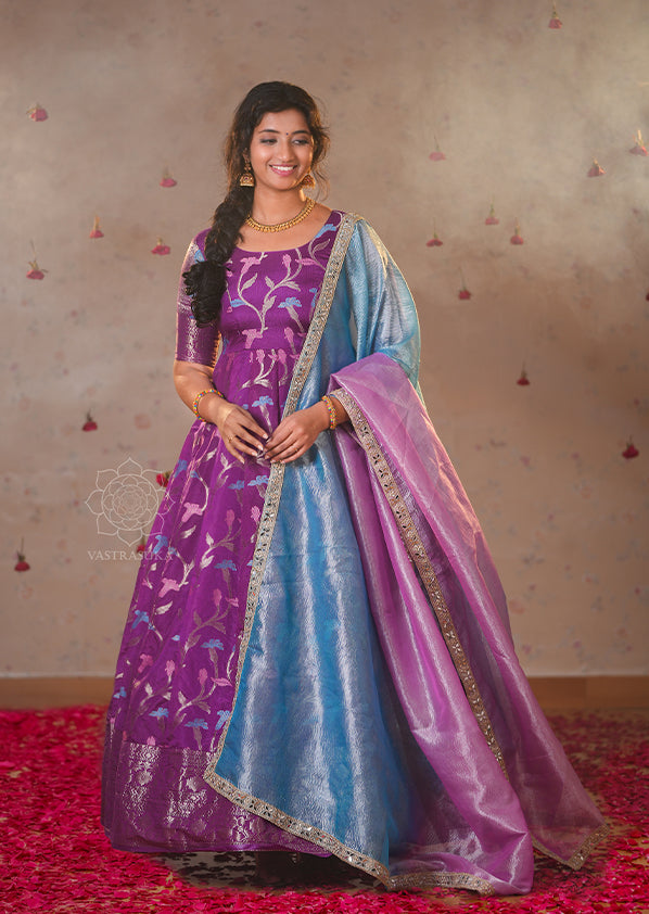 Purple Banaras Long Dress