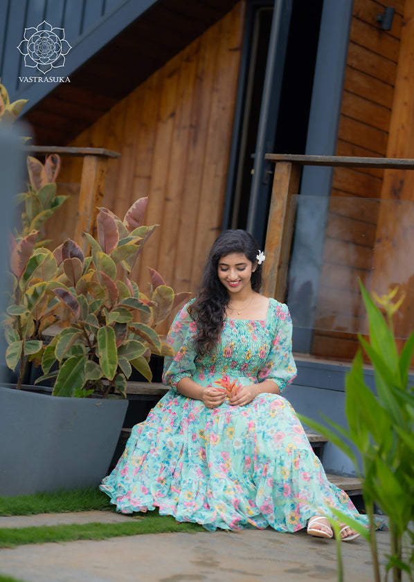 Sea Green Floral Short Dress Sea Green Floral Short Dress