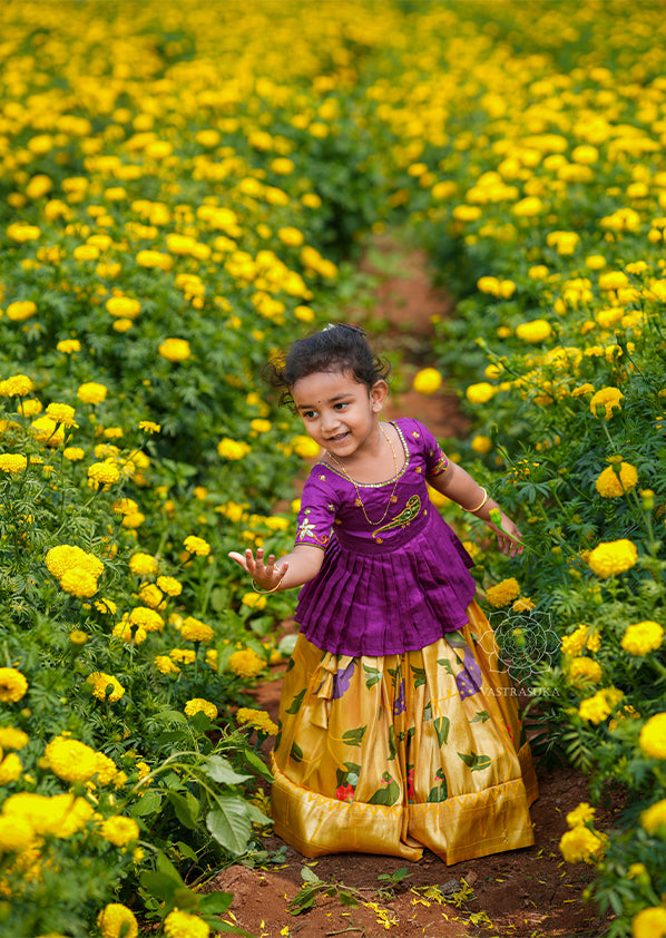 Yellow Paithani Skirt & Droptop