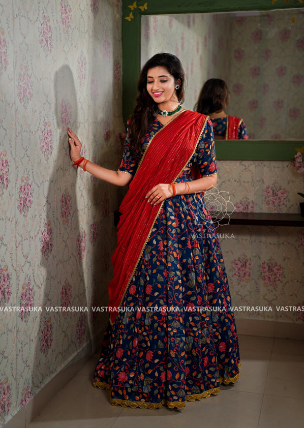 Gorgeous Half saree Model Sarees ~Fashionworldhub~ | Fashionworldhub