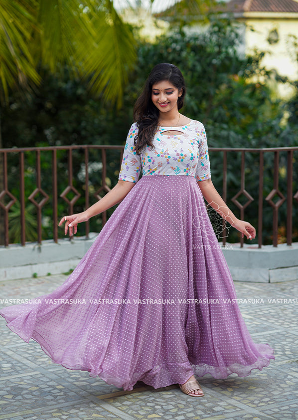 Lilac Chiffon Long Dress