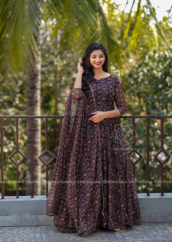 Chocolate Brown Chiffon Long Dress Vastrasuka Chocolate Brown Chiffon Long Dress Vastrasuka