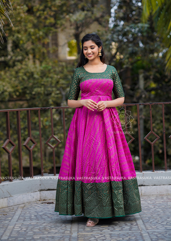 dark green and pink combination dress Coop Every Stitch Way Dress Green & Pink