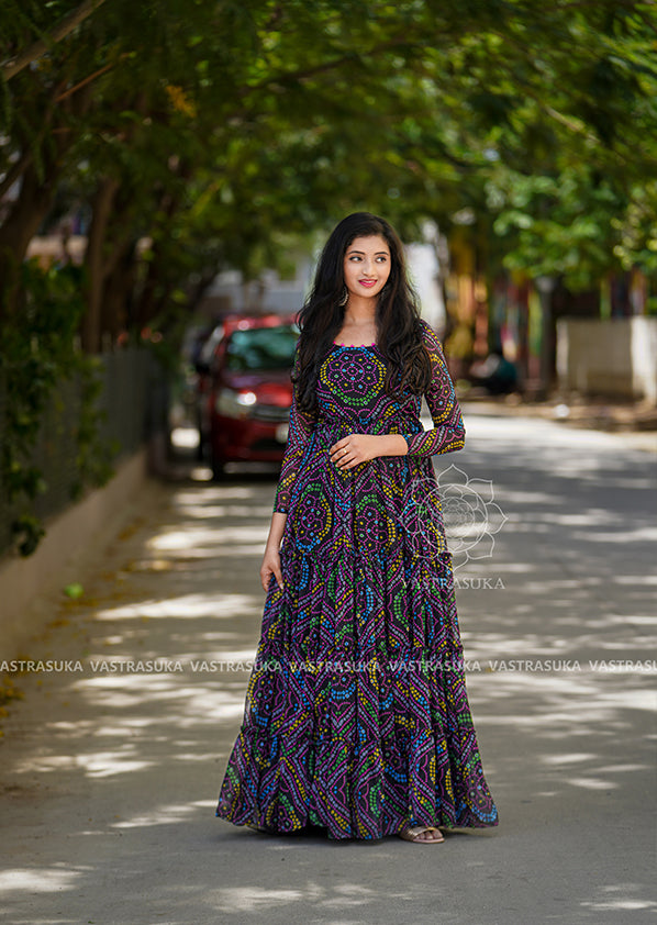 Black layered bandhani Vastrasuka Black layered bandhani Vastrasuka