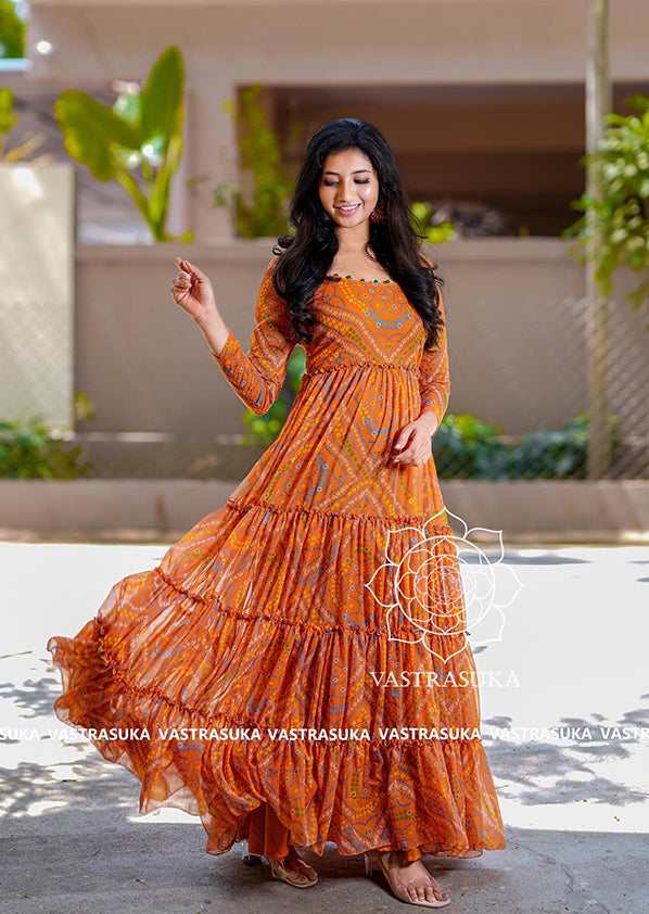 Orange layered bandhani Orange layered bandhani