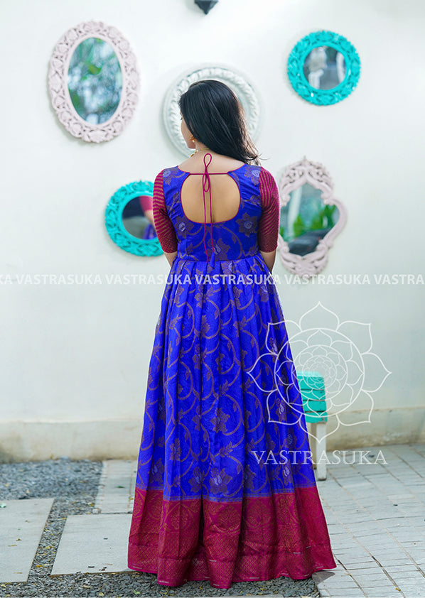 Royal Blue Banaras Dupion Dress