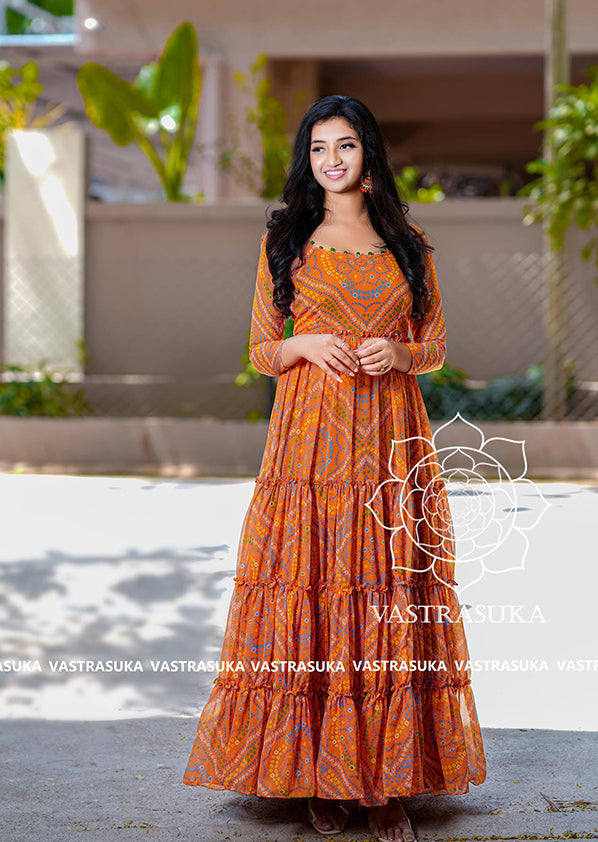 Orange Long Frock Lehenga for Pakistani Bridal Dresses  Nameera by Farooq