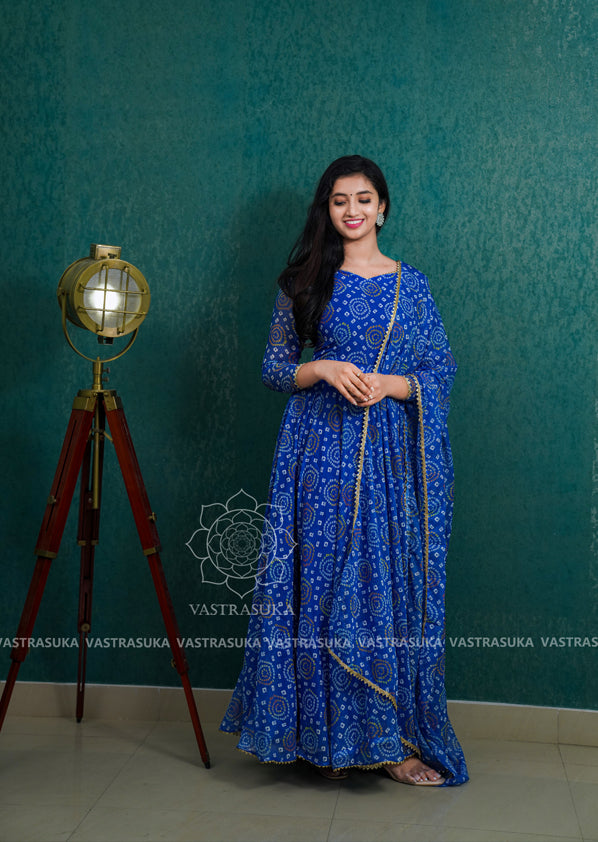 Lilac Bandhani Anarkali Suit – Label Madhuri Thakkar