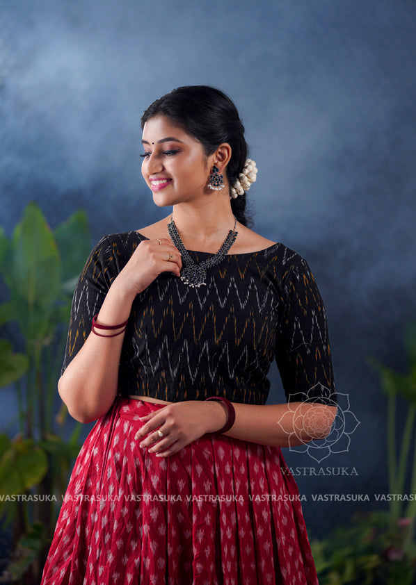 Ikkat Handloom Lehenga Crop Top – Vastrasuka