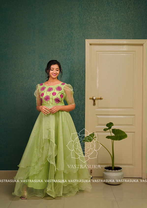 Pista green layered organza Pista green layered organza