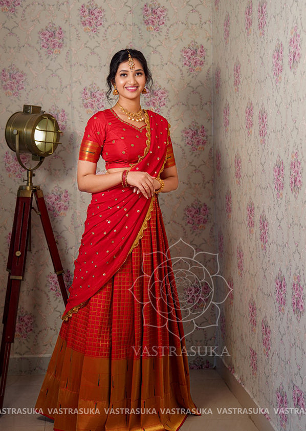 Party Wear Half Saree Lehanga New Arrival Half Saree Now In Trend, With  Blouse Piece