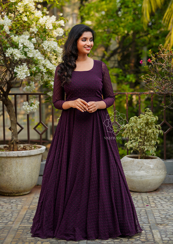 Heavenly Purple Color Georgette With Embroidery Sequence Work Gown