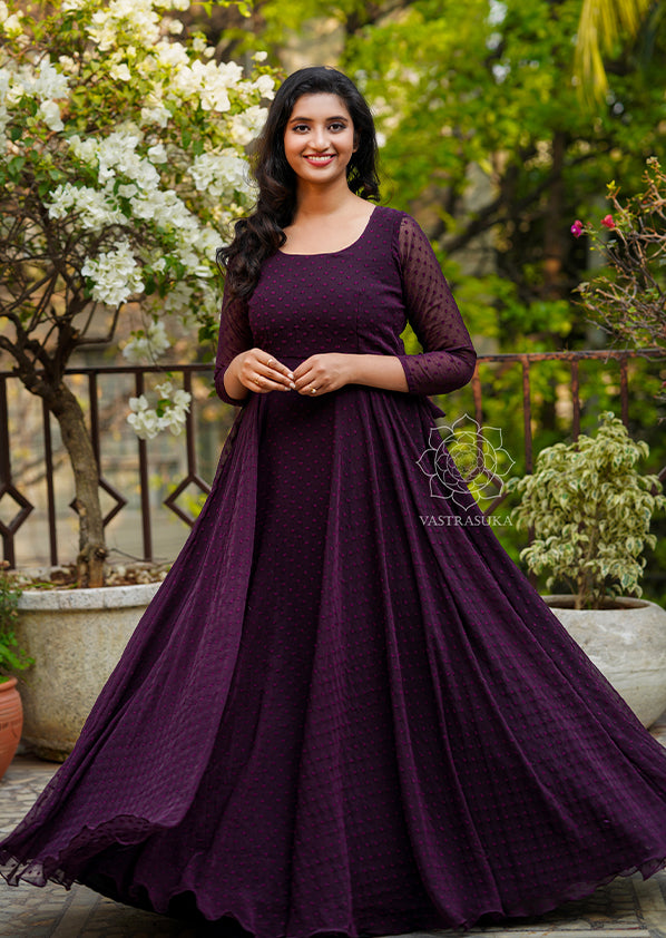 Violet Wine Long Dress With Dupatta Violet Wine Long Dress With Dupatta
