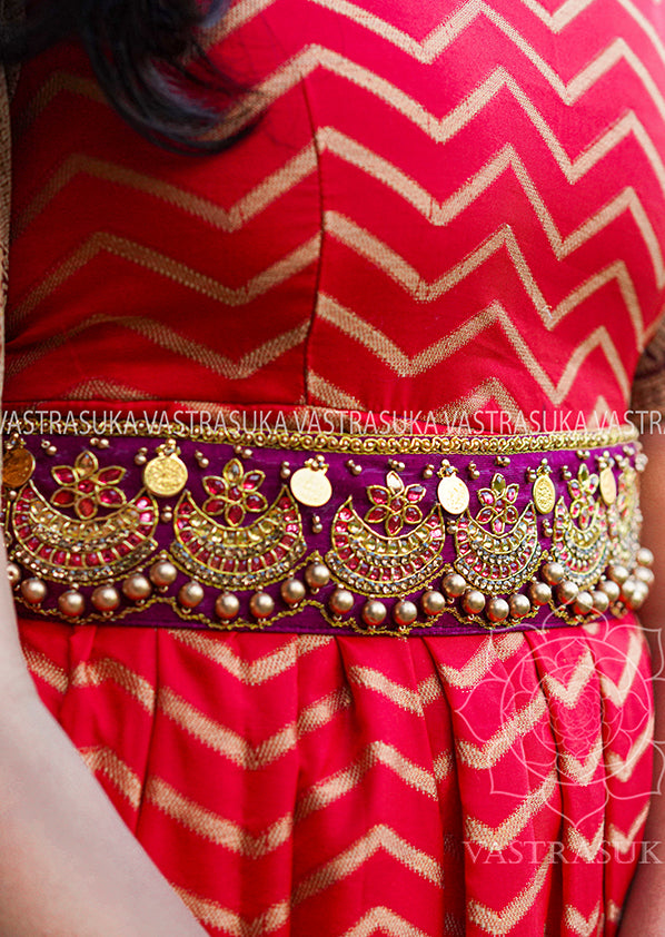 CARDINAL RED ZIGZAG With Dupatta